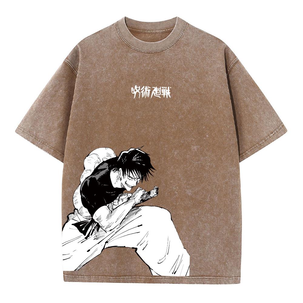 Anime Jujutsu Kaisen Fushiguro Toji Printed T Shirt Men Women Manga Tshirts Washed Cotton T-shirt Harajuku Unisex Oversized Tee
