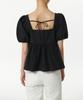 MUSINSA STANDARD WOMAN Women'S Crinkle Puff Sleeve Peplum Blouse [Black]