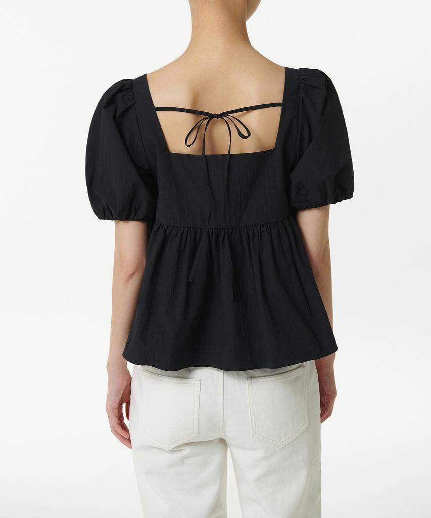 MUSINSA STANDARD WOMAN Women'S Crinkle Puff Sleeve Peplum Blouse [Black]