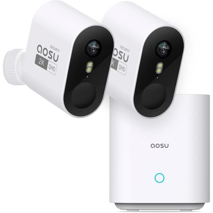 Caméra de Surveillance - AOSU - 2K WiFi - Batterie Longue Durée - IP66 Étanche - Vision Nocturne