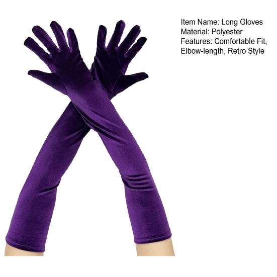 Women Velvet Long Gloves Retro Elbow Length Gloves 1920s Flapper