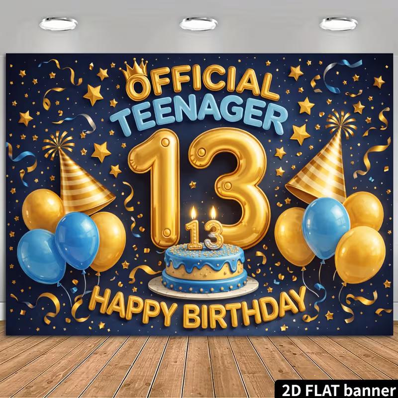 2D Official Teenager 13th Birthday Backdrop Photography Background 47.2x31.5inch/120*80cm