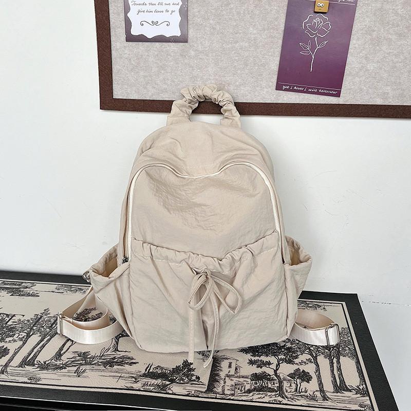 

Trendy White Nylon High School Backpack For Daily Use Lightweight Spacious Design