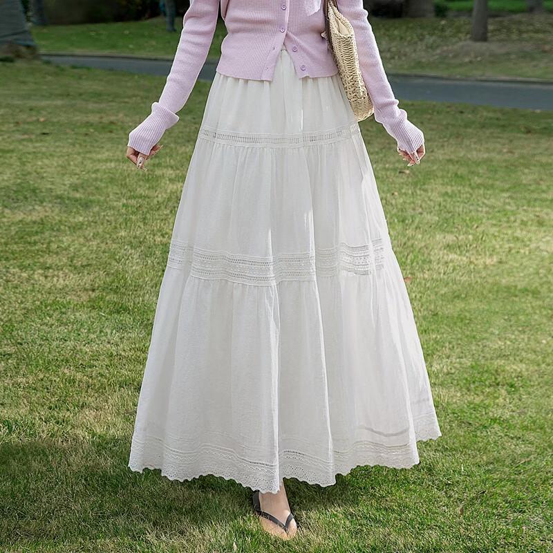 Women's High-Waisted A-Line Cotton Midi Skirt