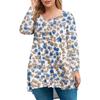 Women's Plus Size Top, Garden Collar Long Sleeved Shirt, Fashionable Floral Print Casual Top