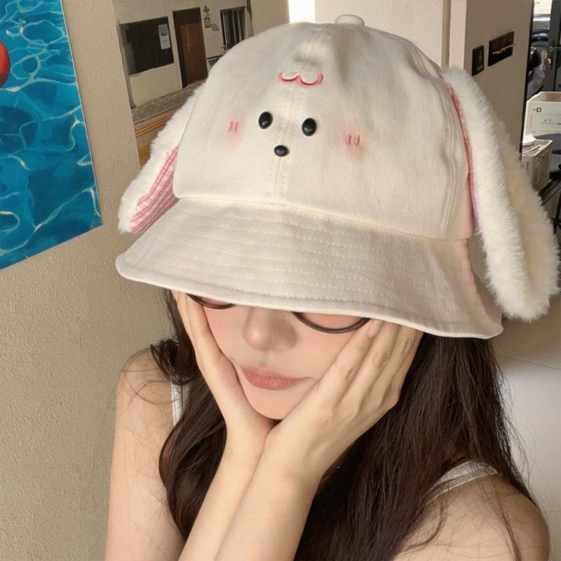 Japanese Fisherman Hat With Plush Rabbit Ears And Blush Design For Kids Adult Outdoor Sun Protection Adjustable Sizing