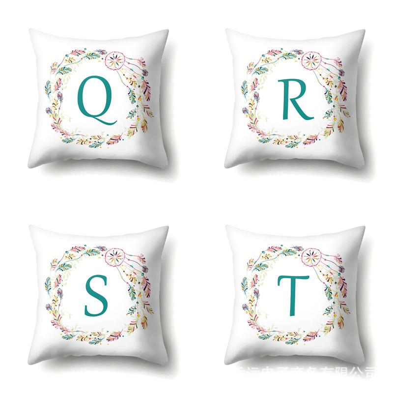 Polyester Pillowcase Simple Home Furnishing 26 English Letter Printed Pillowcase Car Cushion Waist Cushion Cover