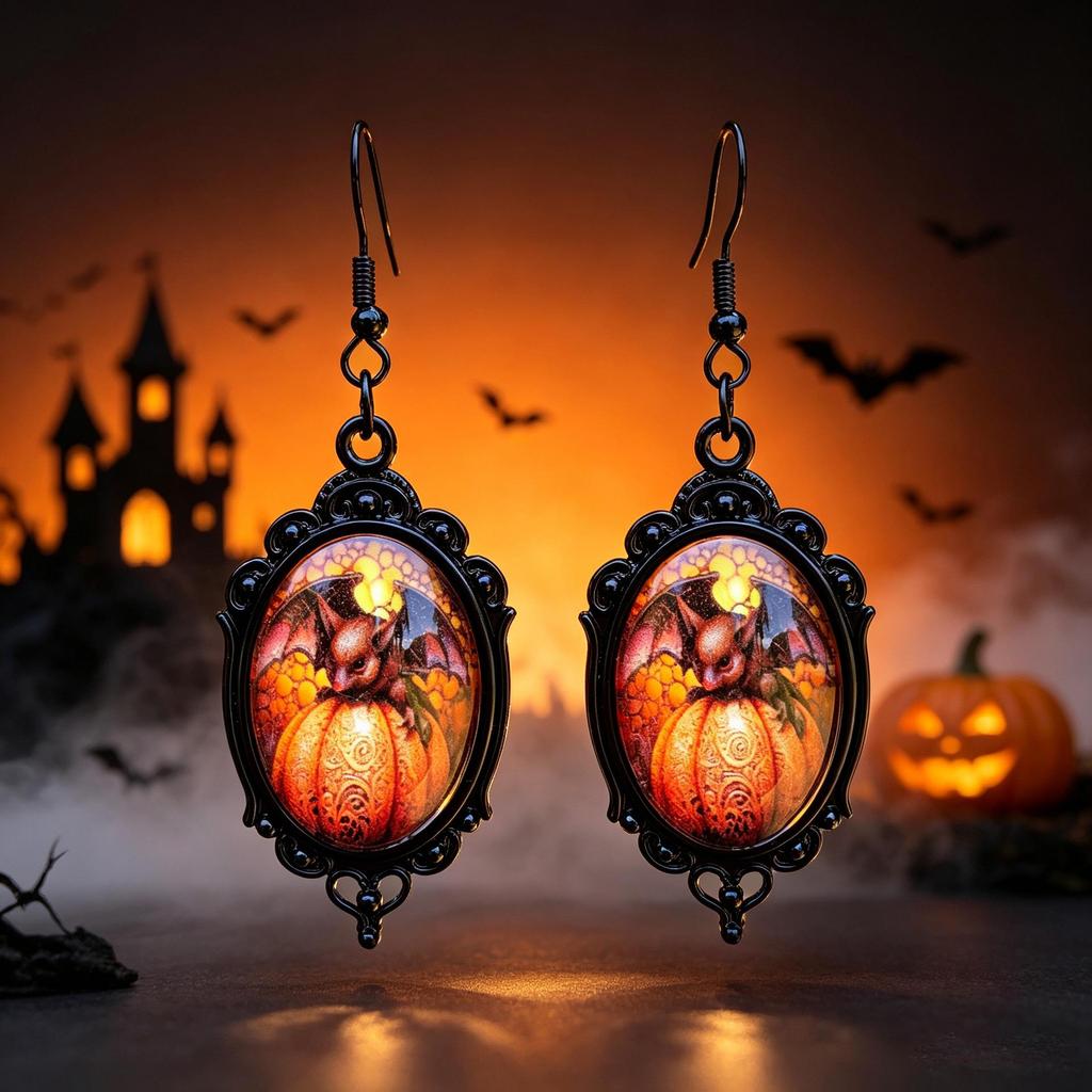 Retro Gothic Halloween Gem Pendant Earrings - Dark Series Festival Fashion Gift