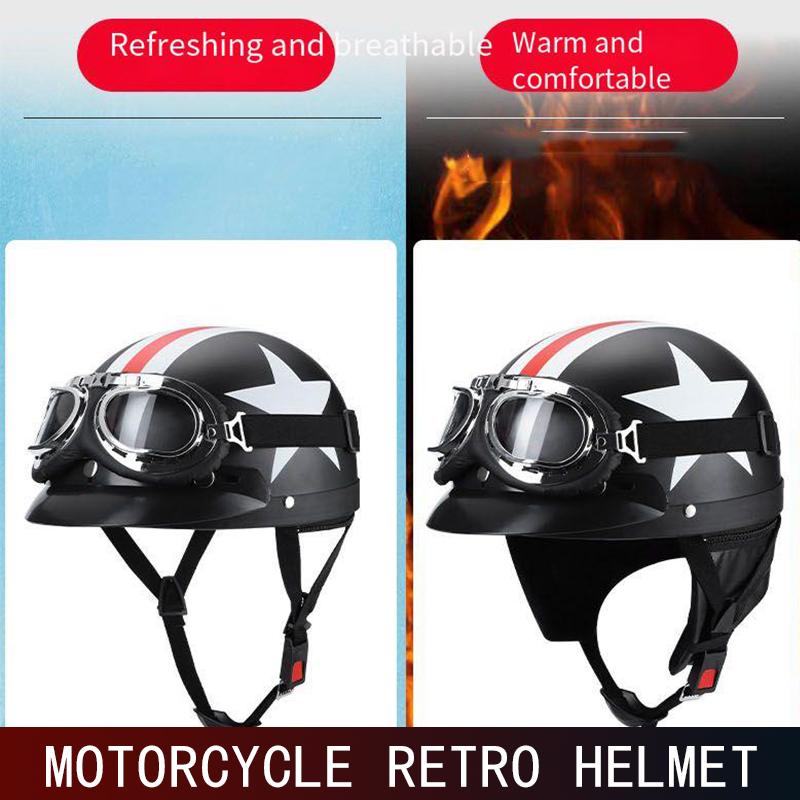 Retro half helmet motorcycle helmet American cruise motorcycle female pedal floating helmet electric summer helmet