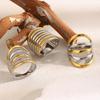 MamacitaSlay 316L Stainless Steel Two Tone Multilayer Line Wide Ring Party Waterproof Jewelry Women's Unique Cool Ring 2025 Gift
