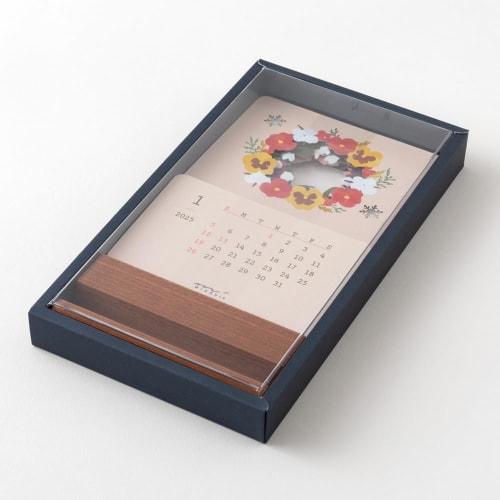 Midori 2025 Calendar Desktop Seasonal Calendar Limited Edition with Sticker Floral Pattern 31320006