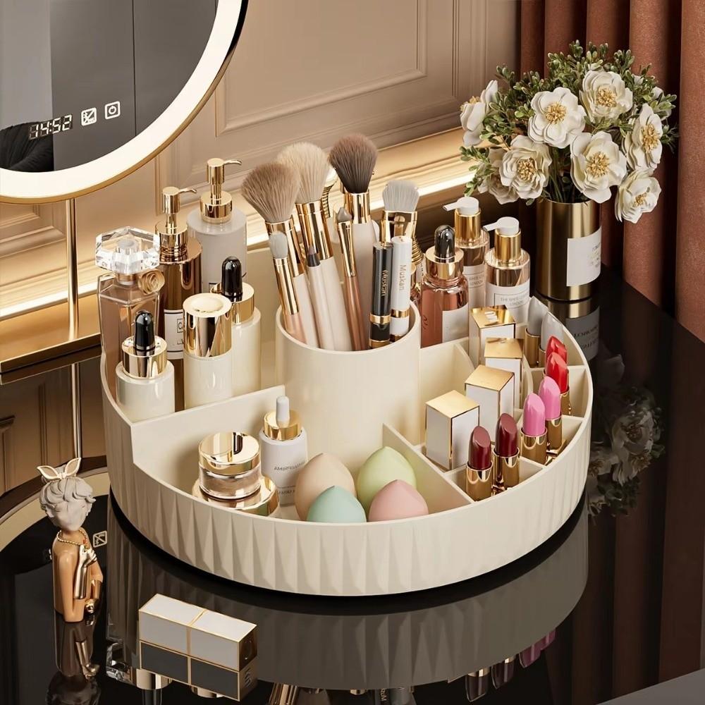 PP Cosmetic Storage Box Large Capacity Open Grid Organizer Portable Desktop Shelf  For Vanity Desk
