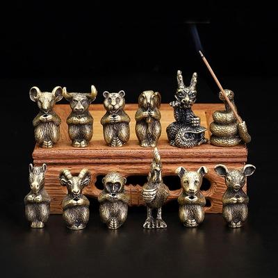 Metal Incense Stick Holder Mini Chinese Zodiac Animal Incense Burner Joss Stick Incenses Holder for Home Decoration Accessories