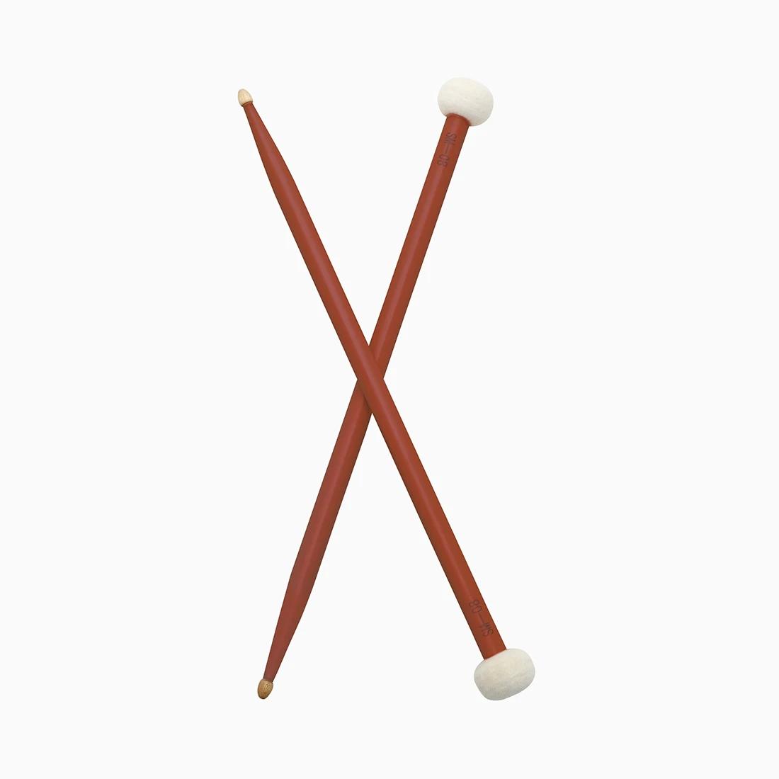 IRIN 1 Pair Multi-function Drumsticks Dual Purpose Maple Drumsticks Timpani Cymbal Hammer Percussion Instrument Accessories красный