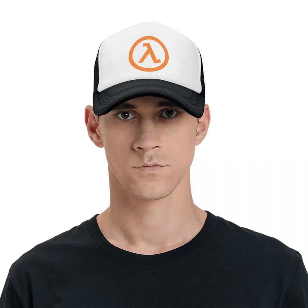 Custom Fashion Unisex Hot Game Half Life Lambda Logo Trucker Hat Adult Adjustable Baseball Cap for Men Women Outdoor Dad Hat