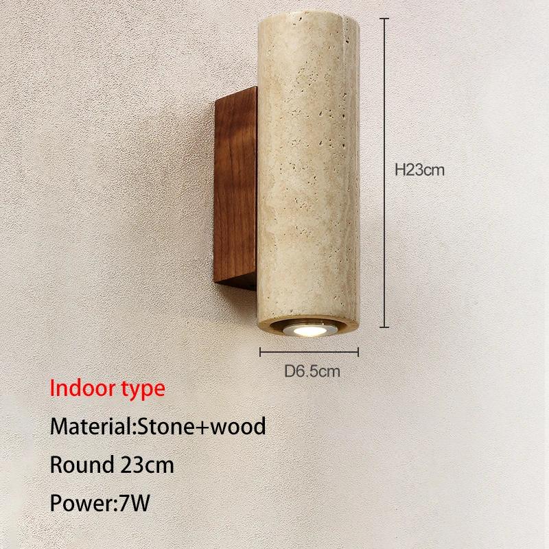 Yellow Travertine Japanese-style Wabi-sabi Style Bedroom Bedside Wall Lamp Living Villa Courtyard Balcony Background Chandelier