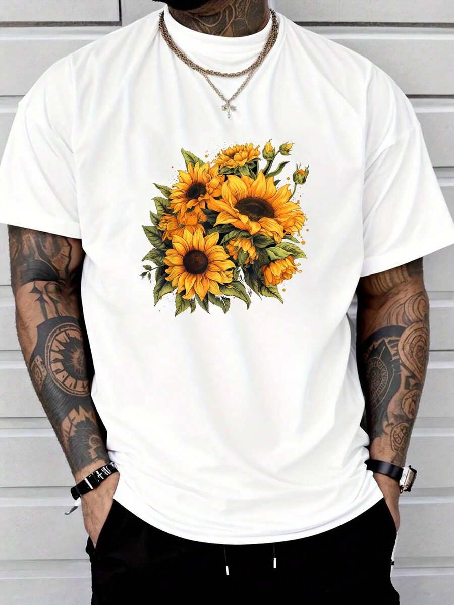 

Yellow Sunflowers Cute Summer Flowers Floral Positivity T-Shirt Unisex s Summer Fashion Short-Sleeved T-Shirt S