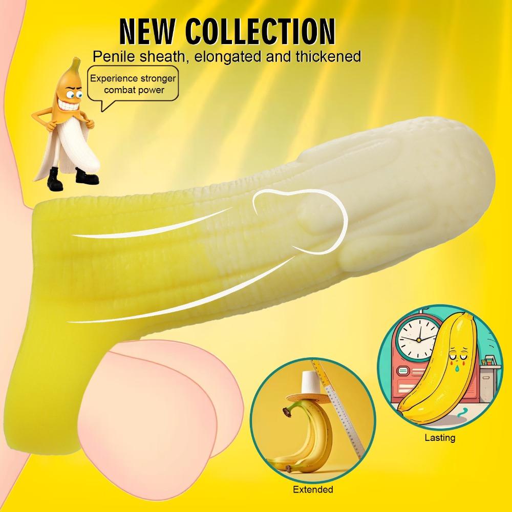 Liquid Silicone Penis Sleeve Male Delay Thickening Enhancer Hollow Wolf Sleeve Adult Toy