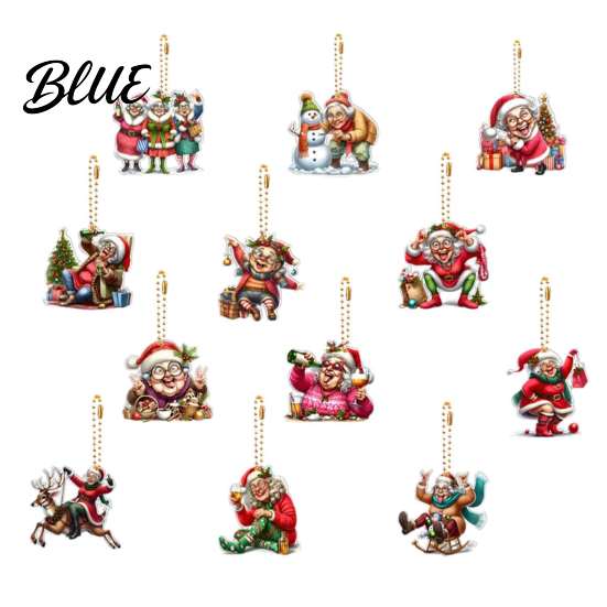 Durable Hanging Ornaments for Home 12Pcs Funny Old Women Christmas Tree Ornaments 2D Flat Acrylic Cartoon Grandma Pendants Holiday Decor with