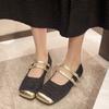 Coarse heel French small fragrant single shoes women's shoes 2024 new spring, autumn and winter square head with skirt Mary Jane evening shoes
