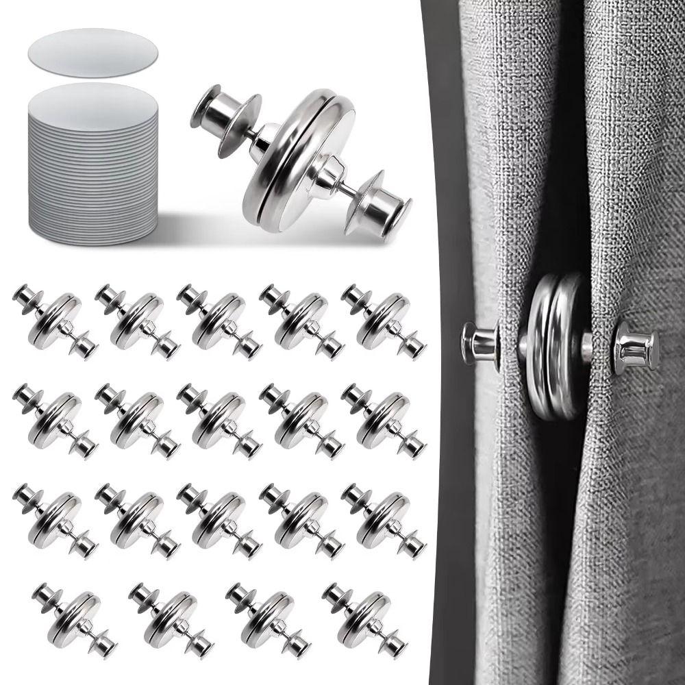 10Pairs Nail-free Magnetic Button Clips Strong Magnetic Magnetic Hook  Household Use