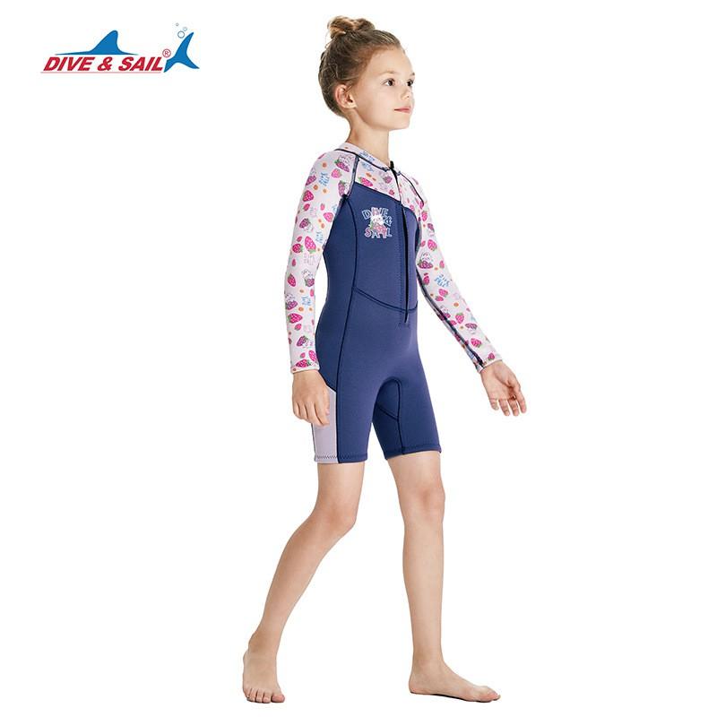 Children's Diving Suit 2.5MM One-piece Long Sleeve Shorts Women Snorkeling Surfing Warm Jellyfish Swimming