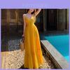 Vacation Dress With V Neck Sleeveless Long Skirt For Beach And Holiday
