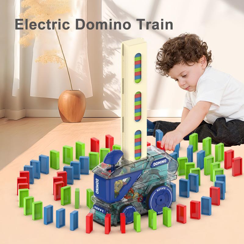 Tren Domino Automat Mașină Electrică Jucării Educative de Inteligență DIY Set Domino Colorat Joc Pentru Copii Cadou Puzzle