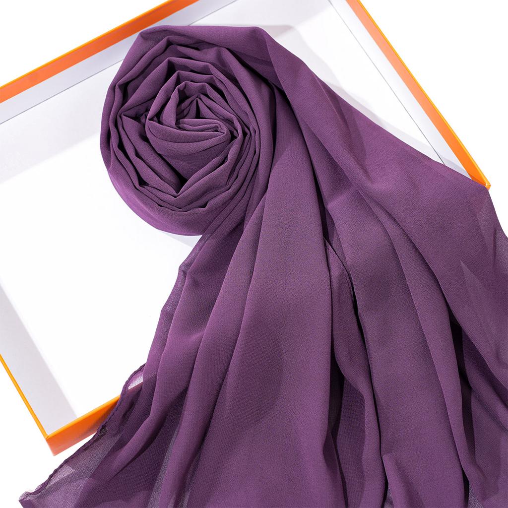 Solid Color Chiffon Scarf Breathable Simple Casual Shawl Hijab Windproof Sunscreen Head Wrap for Women Women Abaya Accessories