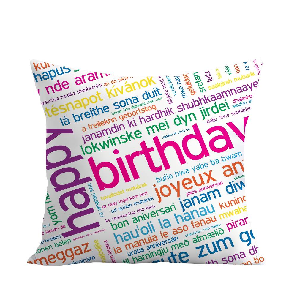 classic Happy birthday Pillow Case Sofa Decorative Home Double-sided Printing Short Plush Cushion Pillow Cover Holiday Gift