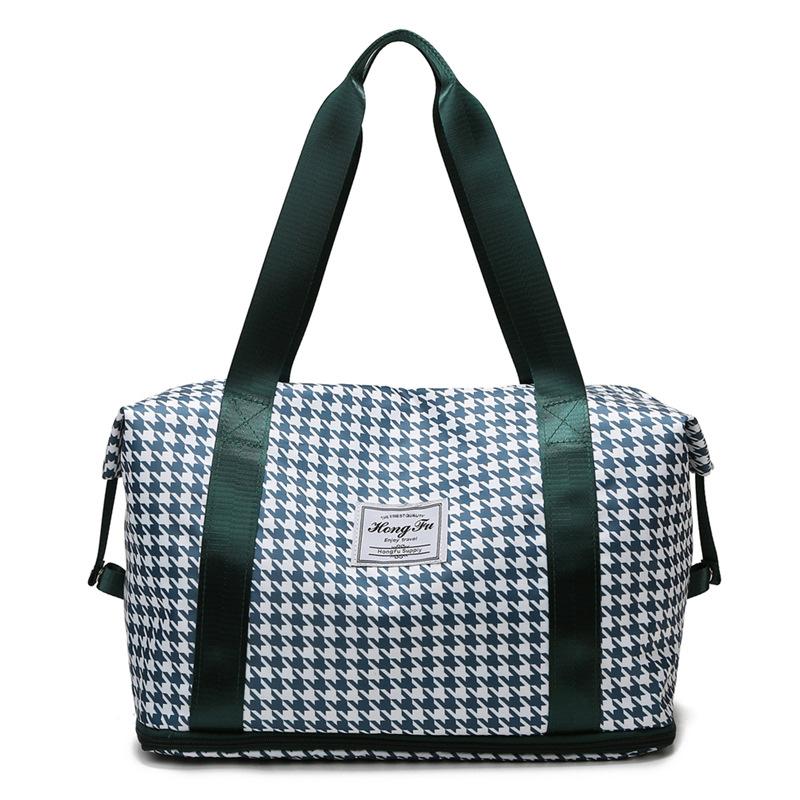 New extended travel bag women's shoulder large-capacity wet and dry separation yoga fitness bag plaid cover tie rod duffel bag