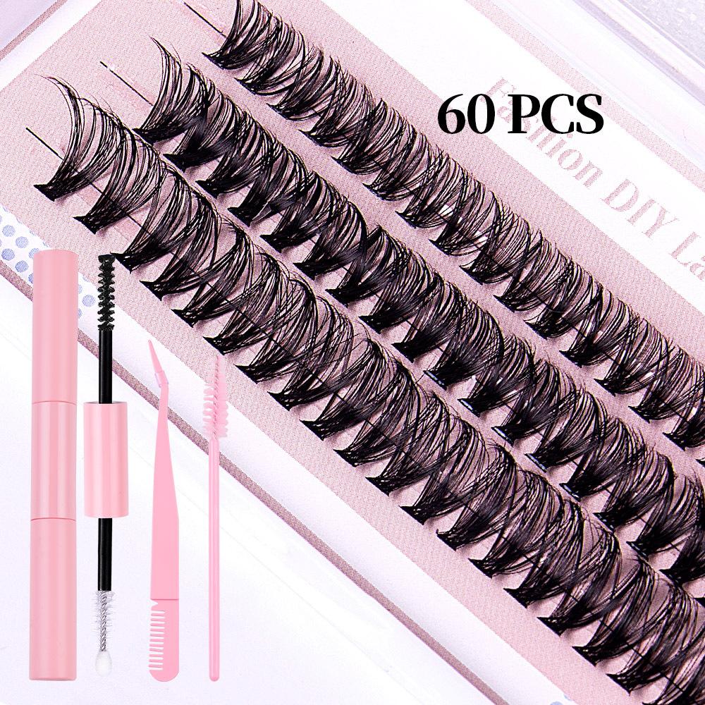 Diy Segmented False Eyelashes 3 Rows 12-16M With Glue Tweezers Set Combination Eyelashes