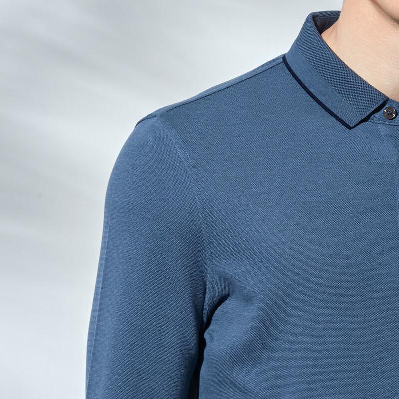 Men's Wool & Tencel Cotton Blend Business Casual Long-Sleeve Polo Shirt