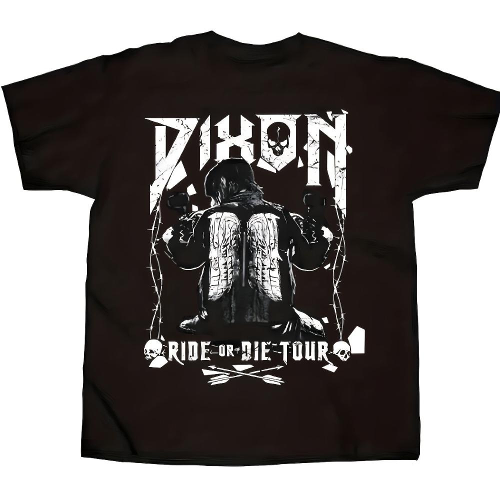 Мужская футболка The Walking Dead с графическим принтом Дэрила Диксона на мотоцикле, дизайн  Ride or Die Tour  с изображением Дэрила Диксона, едущего на мотоцикле M