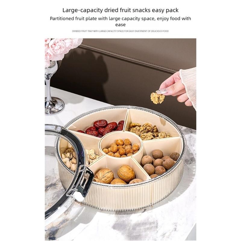 Candy Nuts Storage Serving Tray Multi Section Design Clear Lid Snacks Fruit Platter Organizers For Living Room Decors
