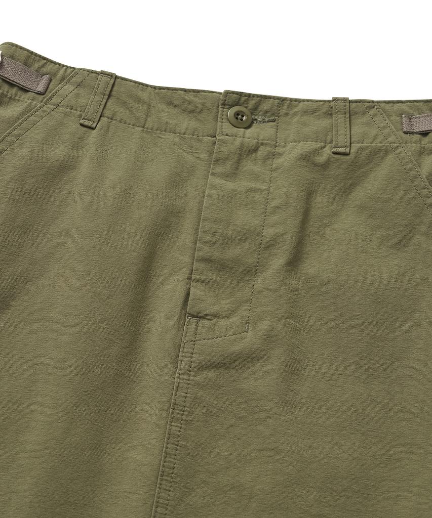 Cotton Bell Midi Side Belt Skirt - Khaki