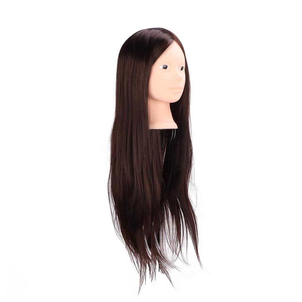 Long Brown Hair Mannequin Head High Temperature Synthetic Hair Styling Practice Training Head for Beauty Teachers