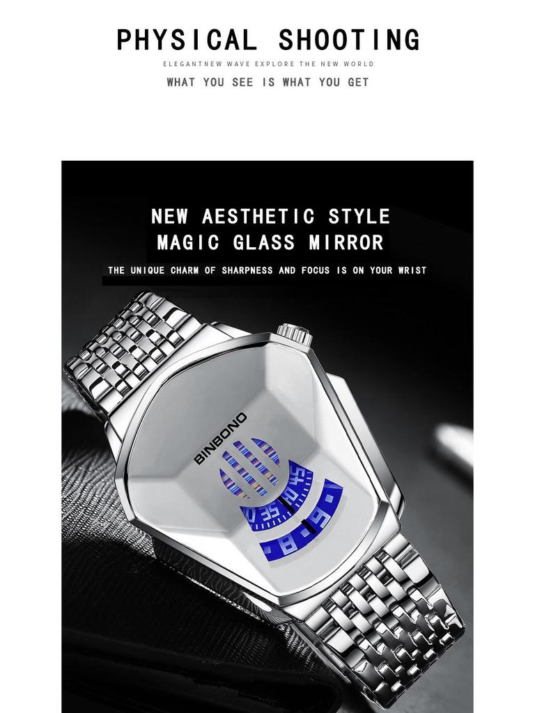 Men's Trendy Motorcycle Concept Watch with Black Technology