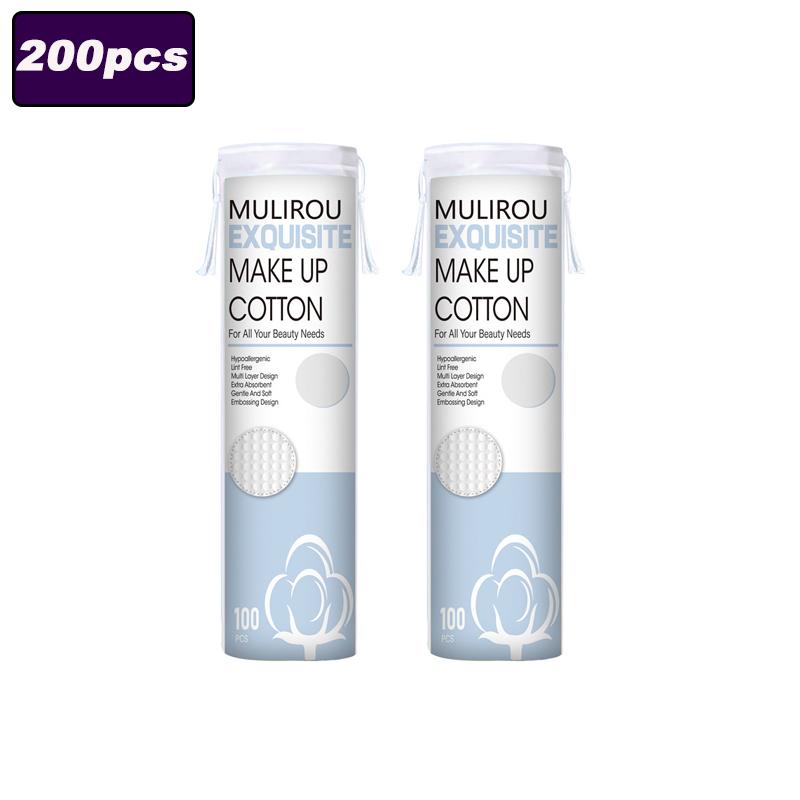 100/400pcs soft and breathable round cotton pad with double-sided texture is used for daily facial cleaning and makeup removal