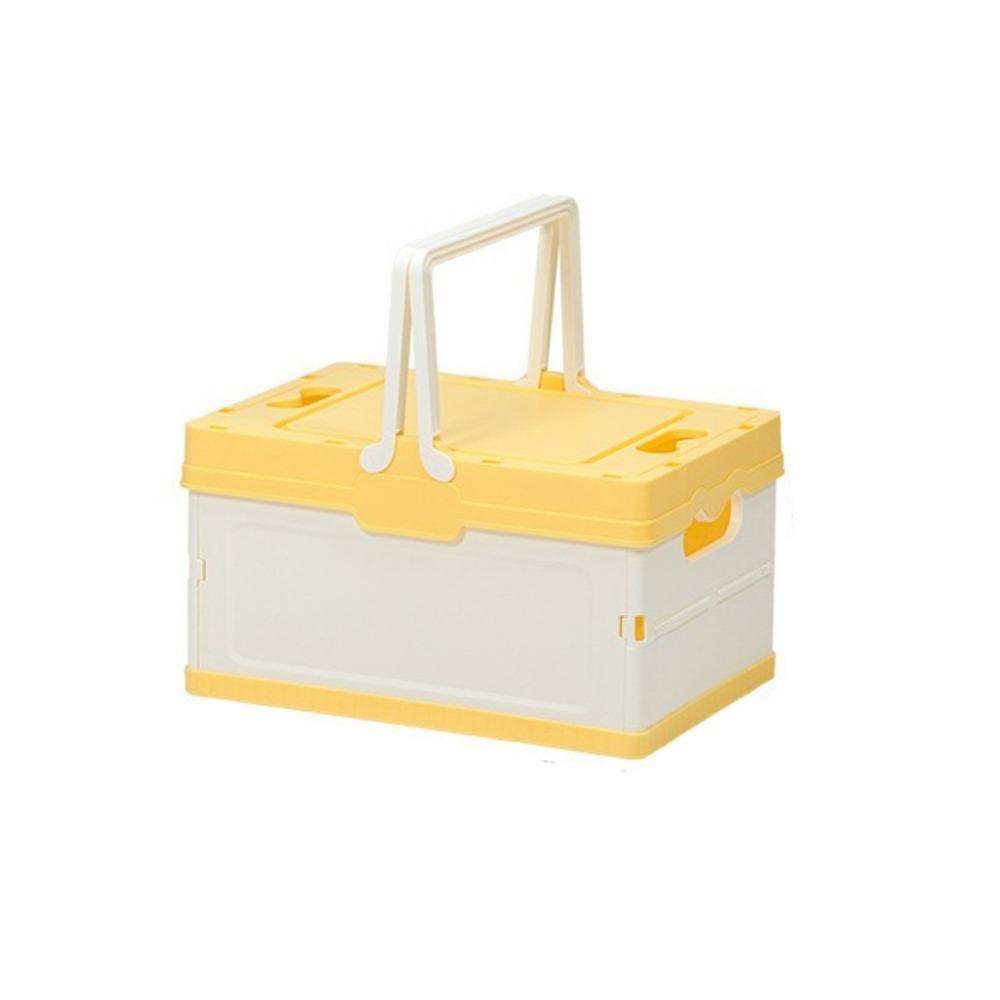 Handheld Folding Storage Box Stackable Space Saving Fruit Picnic Basket Multi-Color Plastic Car Storage Box Office Supplies