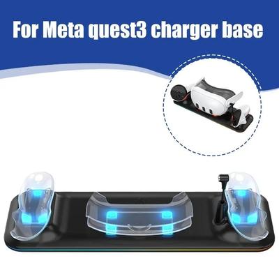 Wireless Charging Station Charging Dock for Meta / Oculus Quest 3 VR Accessories Kit Blue Light Fast Charging Base Charger Adaptor