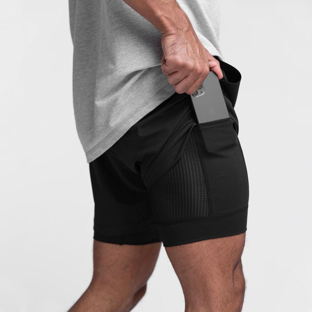 Men's Double-Layer Quick-Dry Running Shorts: Breathable, Trendy, and Casual for Outdoor Sports