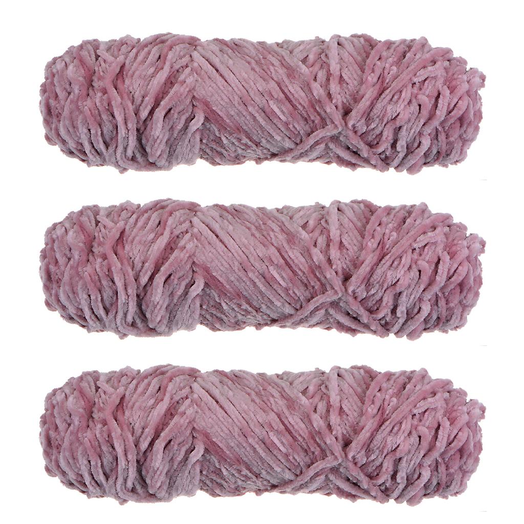 3 Skeins Chenille Yarn Soft Blanket Yarn Polyester Velvet Fancy Fluffy Yarn Knitting for Crochet Weaving Scarf, White