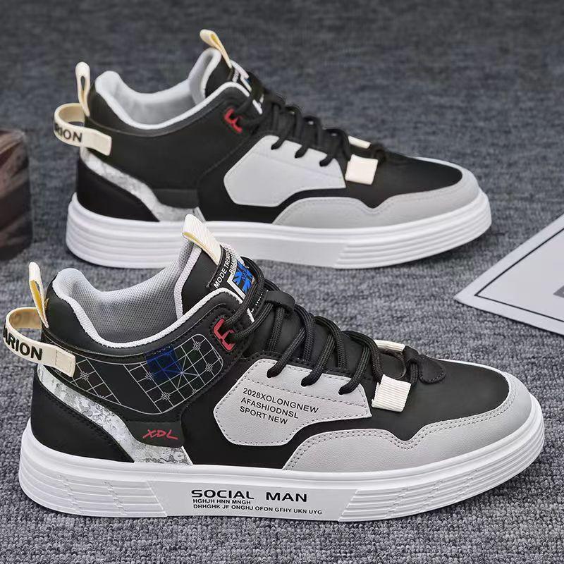 

Men s shoes high top 2025 spring new Korean version trend versatile casual sports shoes fashion white shoes men s board shoes 44 чорний