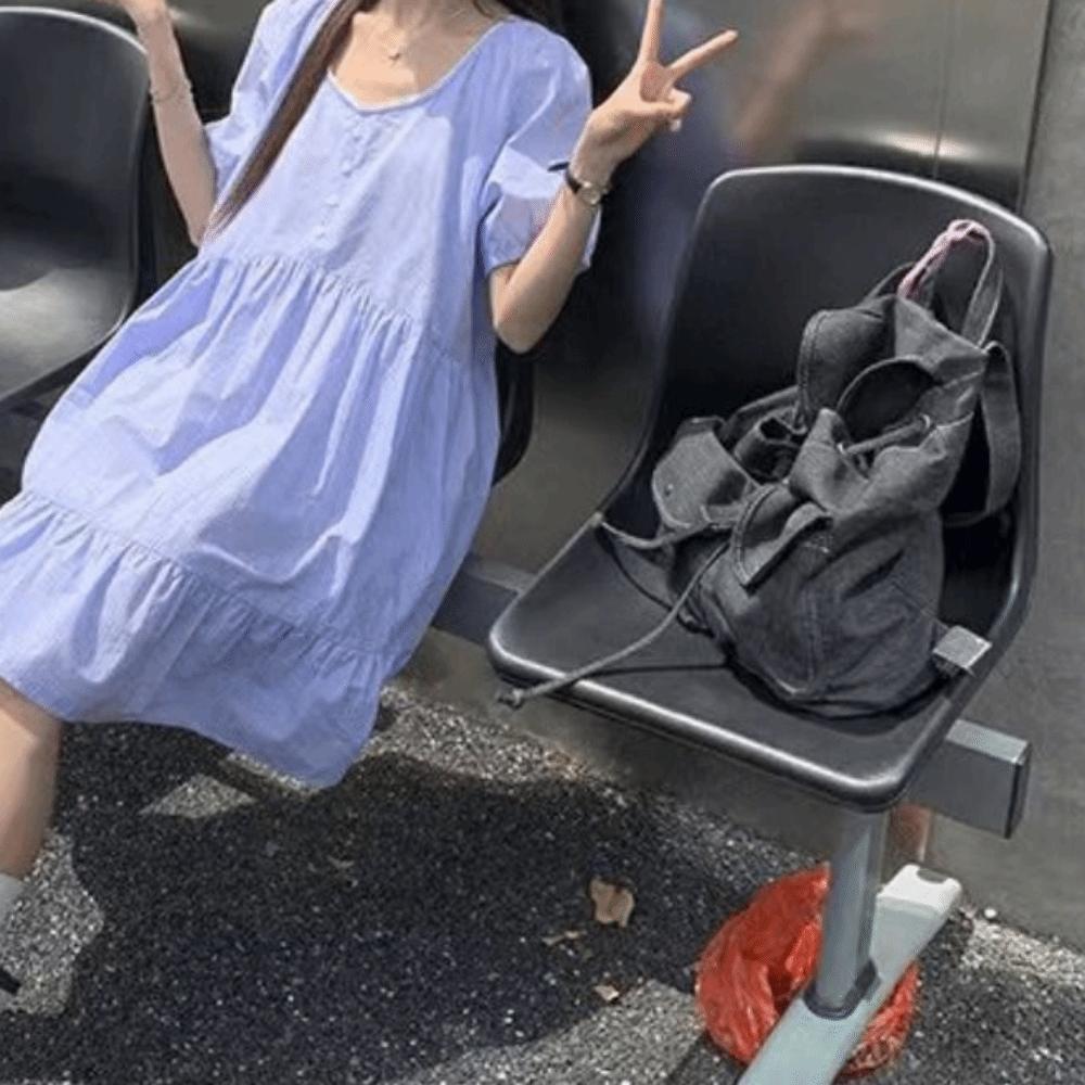 Vintage Shoulder Bag Canvas Travel Bag Lightweight Denim Backpack  School