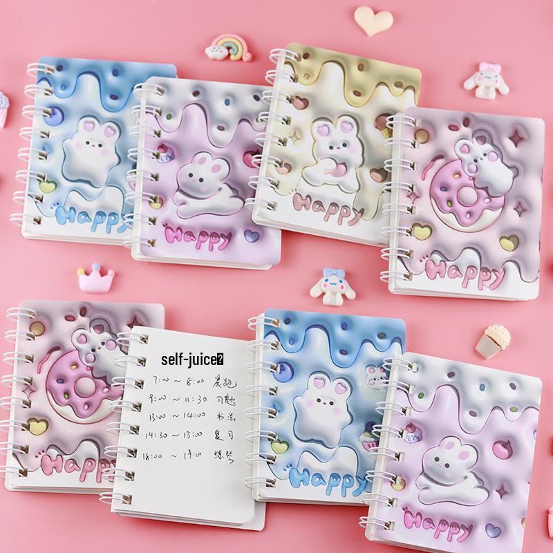Creative 3D Cute Rabbit Spiral Pocket Notebook - Ideal for Elementary Students