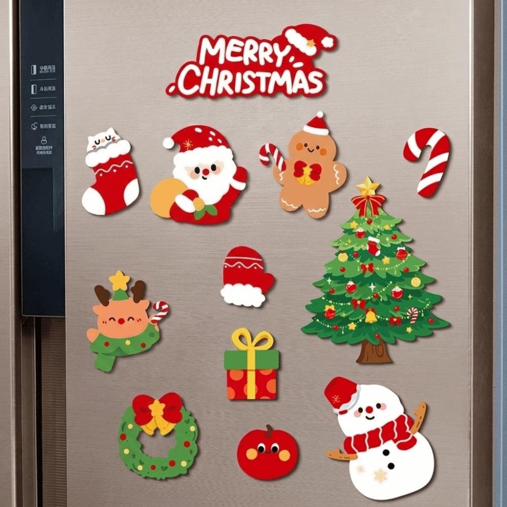 12pcs/set Cartoon Christmas Fridge Magnets Set Animal Magnetic Stickers  Kitchen Cabinet