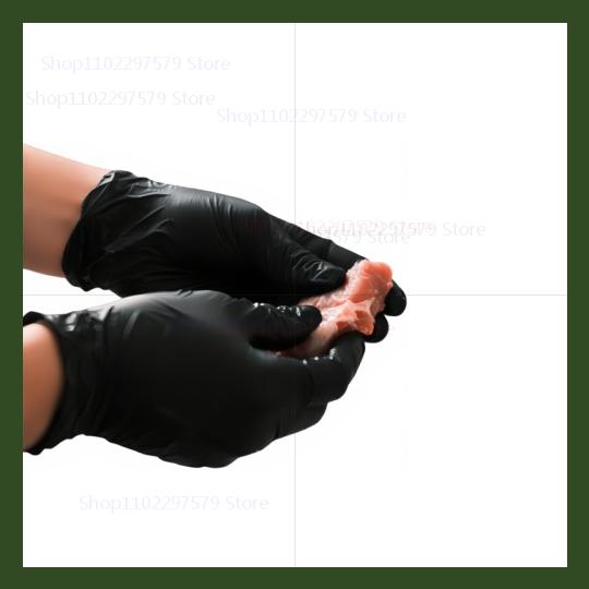 

100PCS Black Nitrile Disposable Gloves Latex & Powder Free Suitable for Kitchen Food Processing Beauty Salon home Cooking Tools