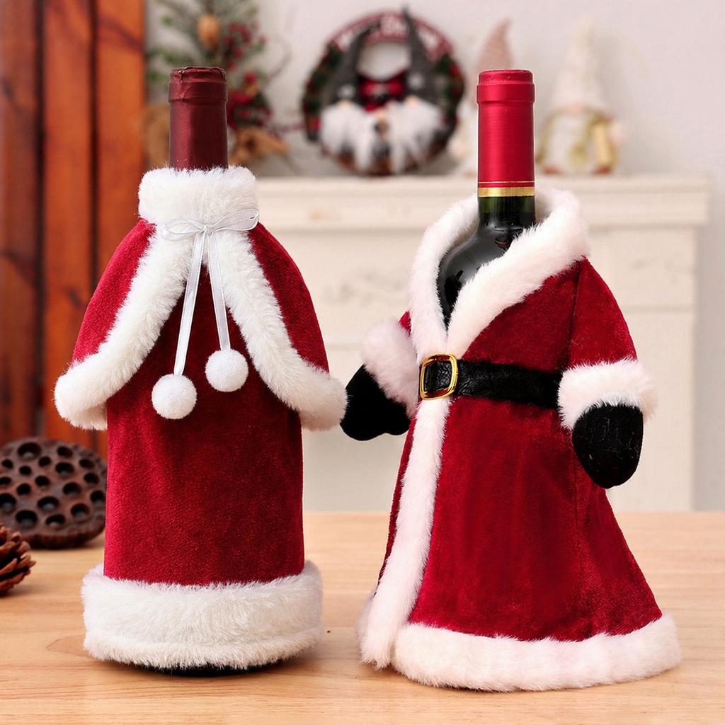 New Christmas Red Wine Set for Christmas Dress Wine Bottle Cover, Christmas Skirt Wine Bottle Decoration Creative Wine Bag
