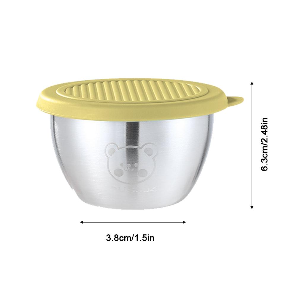 1.69oz/50ml Reusable 304 Stainless Steel Salad Sauce Container with Lids Leakproof Camping Hiking Picnic Outdoor Sauce Dispenser